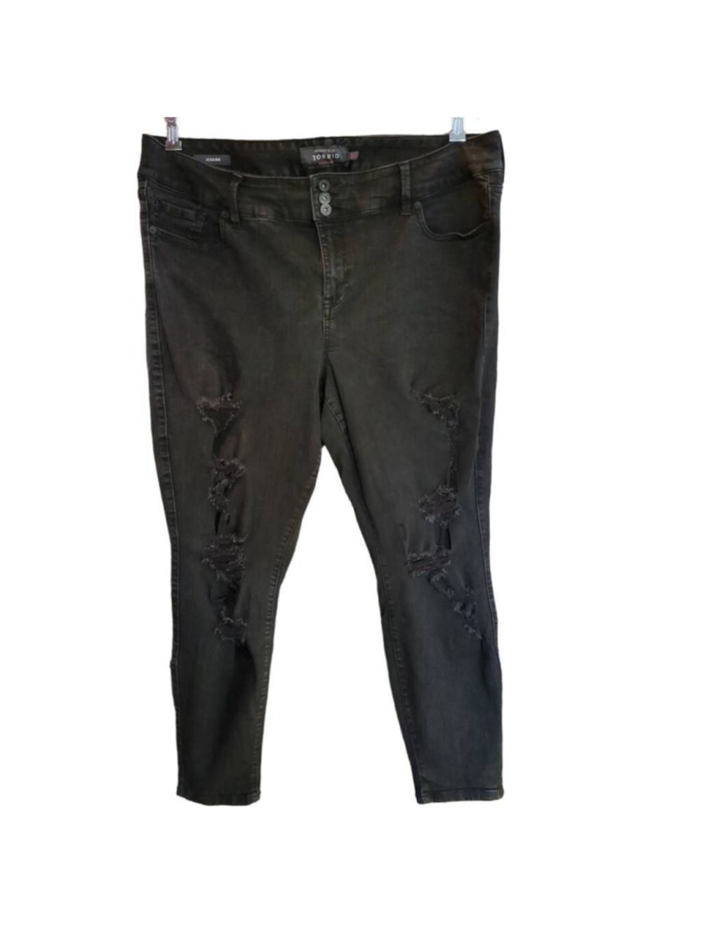 Torrid Women's S-22R Distressed Black Skinny Jeans Stretch